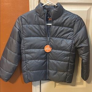 The Children's Place Gray Quilted Puffer Jacket with Stand-Up Collar